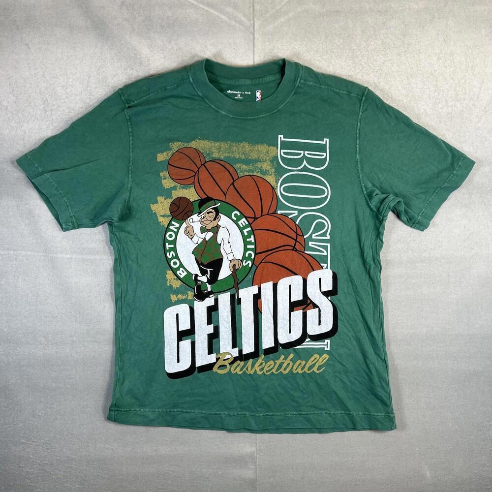 Abercrombie & Fitch Boston Celtics T Shirt Mens XS (Fits S) Green NBA Oversized